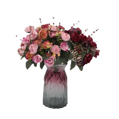 Bouquet d'automne de roses élégantes de 21 diamants Fleurs artificielles sèches pour la fête des mères Décoration de mariage et de Noël
