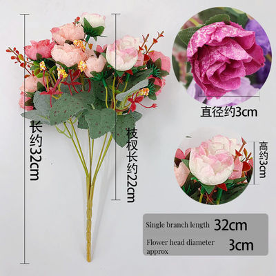 Bouquet d'automne de roses élégantes de 21 diamants Fleurs artificielles sèches pour la fête des mères Décoration de mariage et de Noël