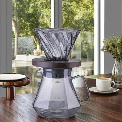 Espresso en verre à haute teneur en borosilicate Verser sur le serveur Coupe à filtre résistant à la chaleur Urne à café et thé