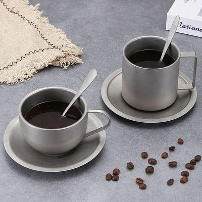 Set de tasse de café en céramique en acier inoxydable 304 avec plateau de cuillère réutilisable durable et tasse à lait