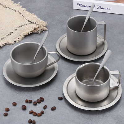 Set de tasse de café en céramique en acier inoxydable 304 avec plateau de cuillère réutilisable durable et tasse à lait