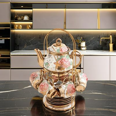 Coupe en porcelaine à bord en or écologique et tasse à thé pour le style européen moderne