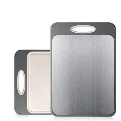 Planche de coupe épaissie de cuisine avec un matériau en acier inoxydable 304 et un design antidérapant