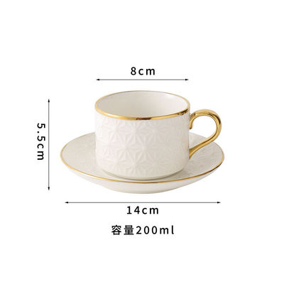 Ensemble de tasses et de soucoupes en céramique blanche nordique moderne pour tasses à thé à os soucoupes de 200 ml