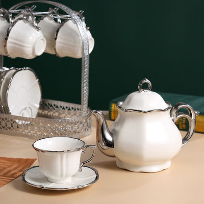 Ensemble de thé vintage durable avec théière en porcelaine de luxe tasses et soucoupes à café