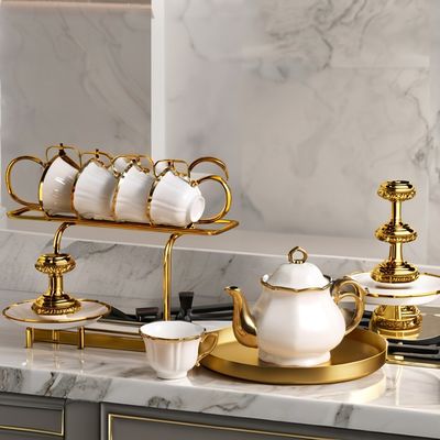 Ensemble de thé vintage durable avec théière en porcelaine de luxe tasses et soucoupes à café