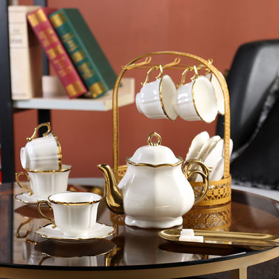 Ensemble de thé vintage durable avec théière en porcelaine de luxe tasses et soucoupes à café