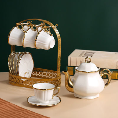 Ensemble de thé vintage durable avec théière en porcelaine de luxe tasses et soucoupes à café