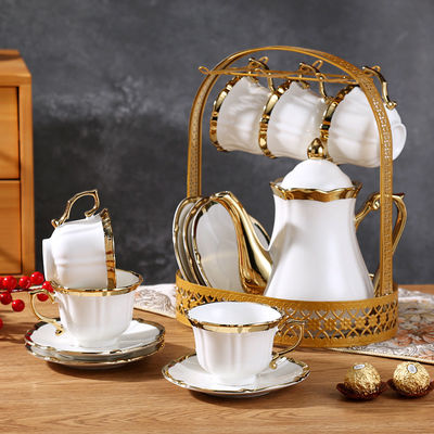Ensemble de thé vintage durable avec théière en porcelaine de luxe tasses et soucoupes à café