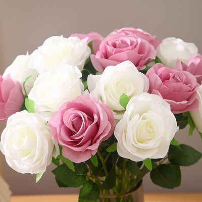 30cm personnalisé Rouge Blanc Roses de velours artificielles uniques pour la décoration d'événements de vrai toucher