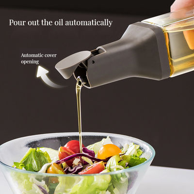 Bouteille en verre d'huile de cuisine et de vinaigre de 500 ml avec un distributeur anti-fuite élégant