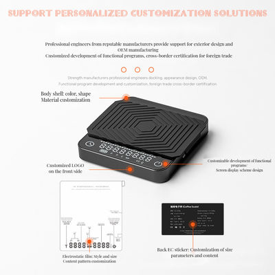 Balance numérique de café 2 kg/0,1 g Taille personnalisée Températeur rechargeable ABS Conception pour outils à thé