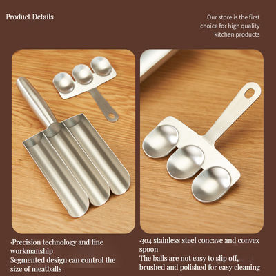 Outils de bambou polyvalents Cuillère à boulettes de viande antiadhésive pour boulettes de poisson parfaites