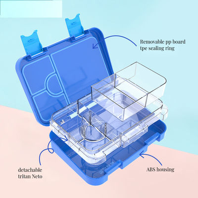 0.5L Capacité boîte de déjeuner en acier inoxydable à deux niveaux avec couvercle en bambou