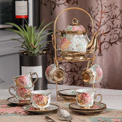 Type d'appareil à boire Set de thé et de café Ethiopien Porcelaine de bord en or Kftz46