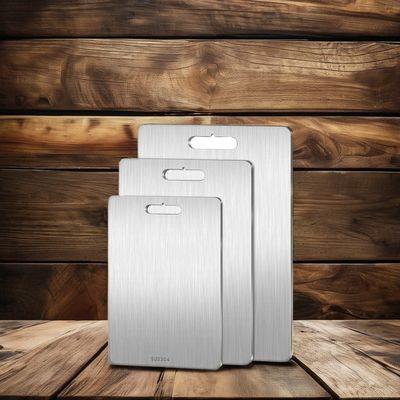 Planche à découper à double face en acier inoxydable et bloc de coupe en bambou pour ustensiles de cuisine durables