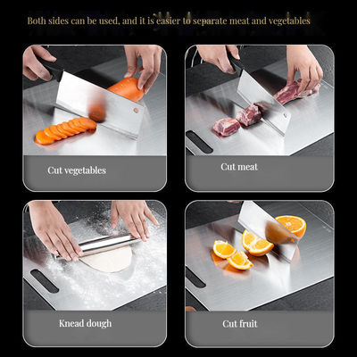 Planche à découper à double face en acier inoxydable et bloc de coupe en bambou pour ustensiles de cuisine durables