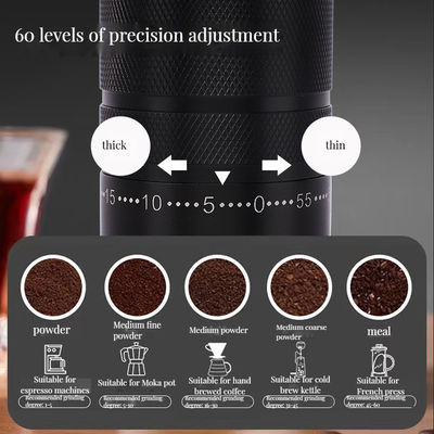 Manche manuelle de bois en acier inoxydable Moulin à expresso Alliage C2 pour outils à café-thé