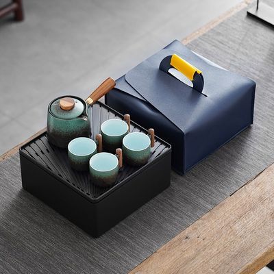 Set de tasse à thé en bois et en verre pour l'expérience de la cérémonie traditionnelle de thé Kung Fu