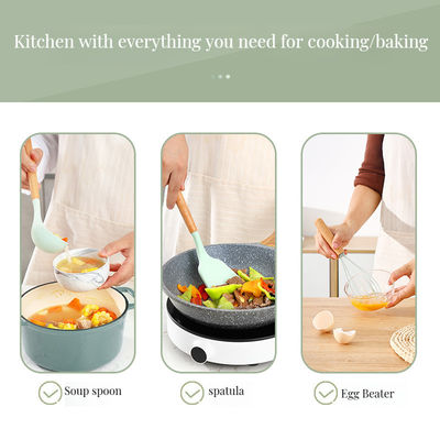 Ensemble d'outils de cuisine en silicone rose et vert pour vos produits de base