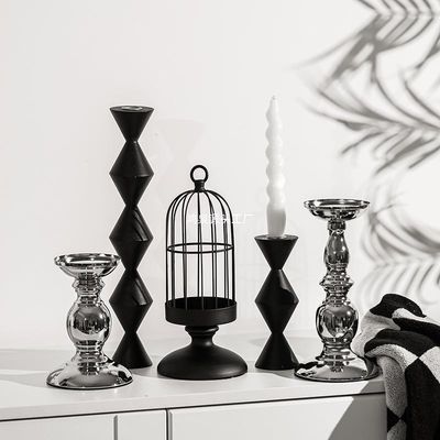 Porteur de chandelier en métal de mariage avec des lanternes Bouteilles de bougies basse porte-bougie Centrepiece