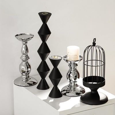 Porteur de chandelier en métal de mariage avec des lanternes Bouteilles de bougies basse porte-bougie Centrepiece