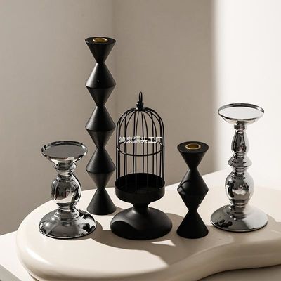 Porteur de chandelier en métal de mariage avec des lanternes Bouteilles de bougies basse porte-bougie Centrepiece