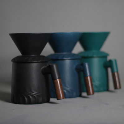 500ml Capacité moderne vintage mat noir artisanal céramique goutte-à-goutte Set manuel verser sur la cafetière