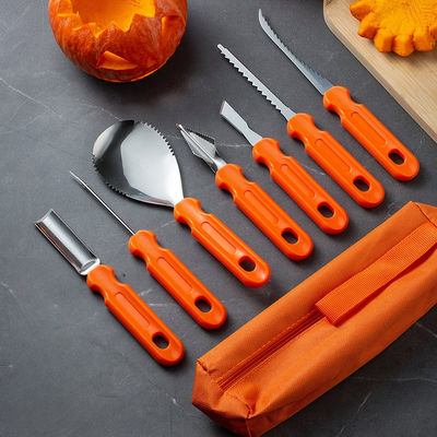 Kit de sculpture de citrouille d'Halloween en 10 pièces Outils à main en métal durables pour la sculpture de légumes