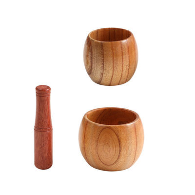Mortier en bois pour le broyage des épices de cuisine Matériau de bambou durable fait à la main