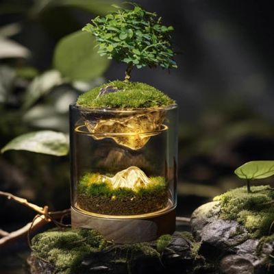 Serres en verre de table modernes Lampes Terrariums en fibre de verre pour la plantation de semis