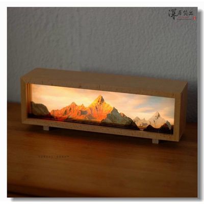 Lumière de nuit de montagne dorée solaire décorative de style moderne originale Rechargeable Lumière cadeau de paysage enneigé imprimé