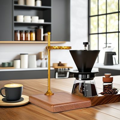 Type d'appareil à boisson Set de thé et de café en bois massif Verser sur le bar à café avec goutte-à-goutte en cuivre