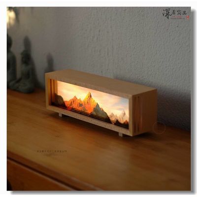 Taille personnalisée Rizhao Jinshan Modern Rechargeable Nuit Lumière Meili Neige Montagne Bureau Atmosphère Lumière toile Cadeau culturel Qianli