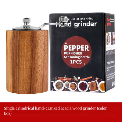 Moulin à graines de lin à manivelle pour ménage à couleur réglable en bois naturel avec moulin à sel et poivre rechargeable
