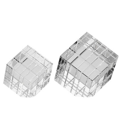 Art déco contemporain irrégulier Rubik's Cube Glass Knick-Knack pour la décoration de la maison et du bureau