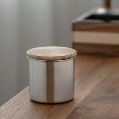 Bouteille de café en acier inoxydable élégant 11/12/13/14cm Couleur personnalisée Couvercle en bois