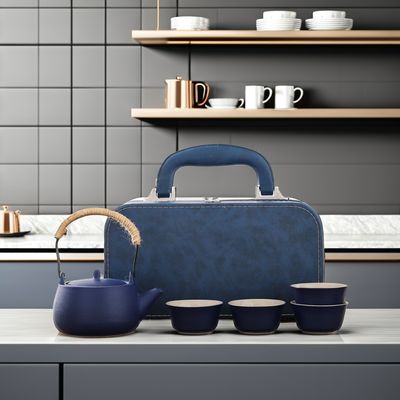 Ensemble de plateaux de thé en céramique durable avec tasses de thé réutilisables portables et logo personnalisable