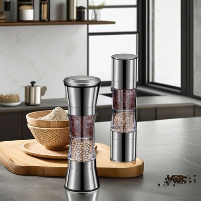 Moulin à main réglable de verre de cuisine pour le broyage de bouteilles de sel et de poivre en acier inoxydable pour la taille personnalisée