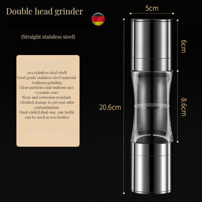 Moulin à sel et poivre en bambou noir avec réglage de grosseur rechargeable en acier inoxydable
