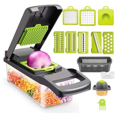 Logo personnalisé Multifonctionnel Coupeur de légumes de cuisine en bambou Dicer en acier inoxydable
