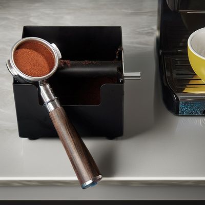 Boîte de frappe cuboïde en acier inoxydable en silicone amovible pour outils de café et de thé
