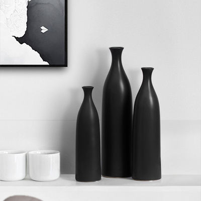 Vase de table pour le salon moderne simple noir et blanc décor en céramique taille moyenne