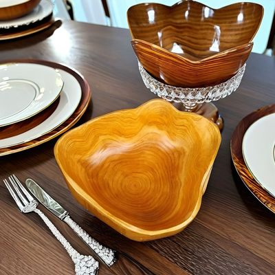 15-45cm bols en bois sculptés à la main pour la décoration de la maison table à manger Logo personnalisé Acceptable