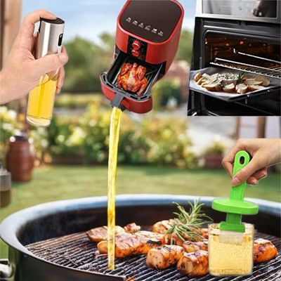 Pulvérisateur d'huile d'olive en acier inoxydable et en verre pour ustensiles de cuisine de camping 17,8*4cm