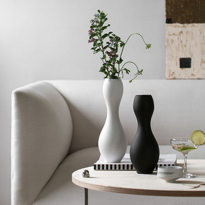 Vase en céramique noir et blanc minimaliste moderne glaçage pigmenté décoratif fleur de table