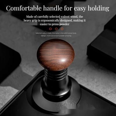 58mm Barista Coffee Tamper Set avec poignée en bois massif et base ondulée en acier inoxydable