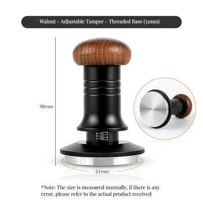 Base ondulée en acier inoxydable à l'échelle du café tamper Manche en bois massif profondeur réglable 51/53/58mm pour les baristas