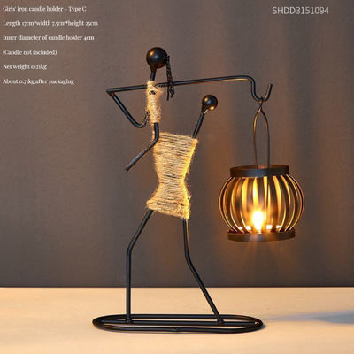 Porteur de chandelier en fer d'argent imprimé UV pour une décoration élégante et romantique du salon