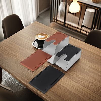 Station de manipulation d'espresso noir avec acier inoxydable écologique et type céramique à base de bois massif Aucun